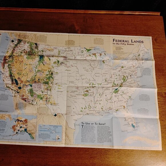 NATIONAL GEOGRAPHIC FEDERAL LANDS in the Fifty States MAP October 1996 - Picture 5 of 5